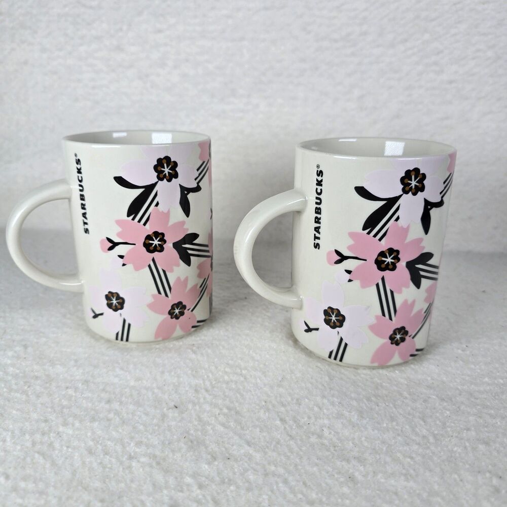 Set Of 2 Starbucks 2017 Coffee Mug Sakura Cherry Blossoms Pastel Pink Flowers